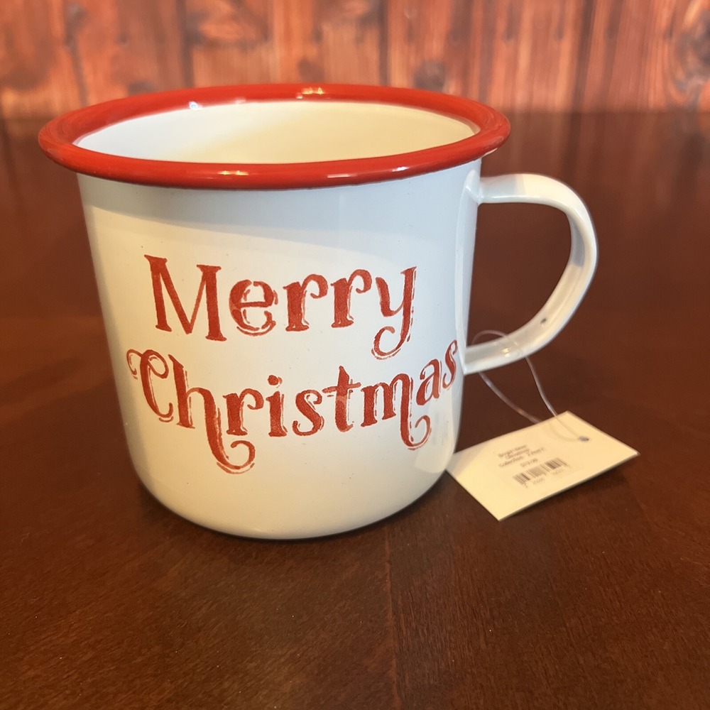 Merry Christmas Metal Tin Camping Coffee/ Tea Mug Bright Ideas